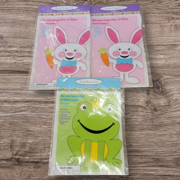 Easter Foam Craft Kit Lot of 3 Bunny Frog Age 3+ Kids Children‎ Holiday Animal - Picture 1 of 7